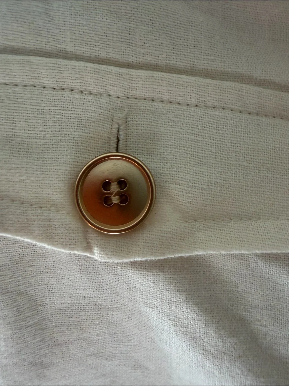 J. Crew Linen Blend Button-Front Cream A line Mini Skirt with Flap Pockets Sz 6